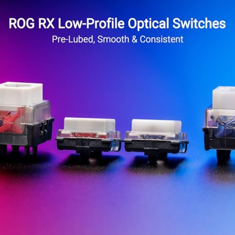 ASUS ROG Falchion RX Low Profile 65% Compact Wireless Gaming Keyboard, Pre-lubed ROG RX Red Low-Profile Optical Switches, Integrated Silicone Dampening Foam, ABS Keycaps, Arabic Layout, White - Image 3