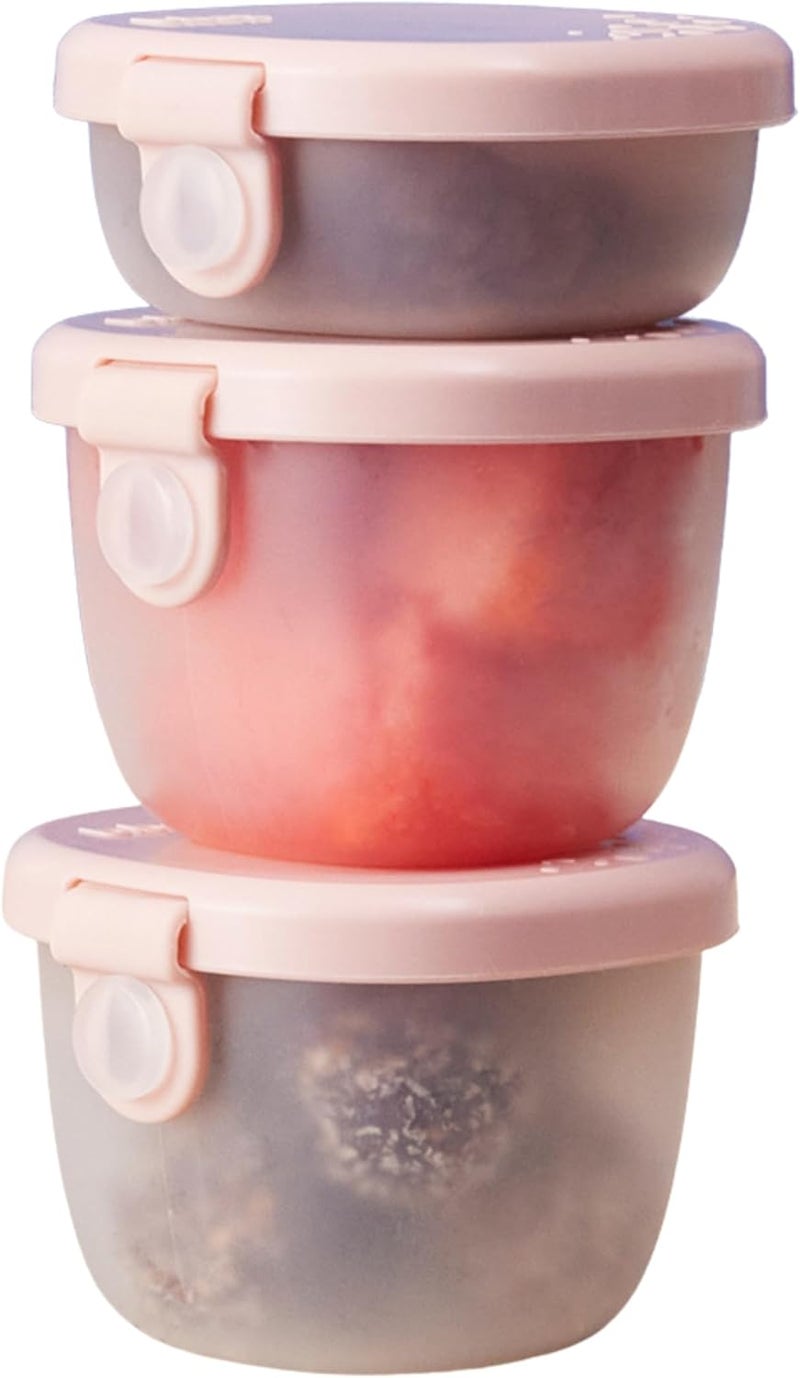b.box Snack Tubs 3-Pack - Leak Proof Snack Containers for Kids, 4 oz & 2 oz Sizes, Dishwasher & Microwave Safe (Berry) - Image 1