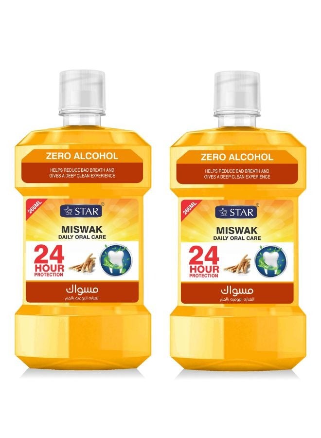 SZ Star Fresh Mouthwash – Miswak Flavour for Long-Lasting Fresh Breath & Oral Hygiene | Fights Bad Breath, Plaque & Bacteria | Gentle & Alcohol-Free | Daily Use for Sensitive Mouths | (266ml x 2 Pack) - Image 1