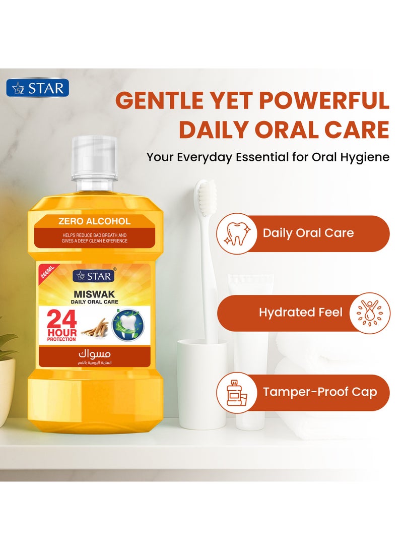 SZ Star Fresh Mouthwash – Miswak Flavour for Long-Lasting Fresh Breath & Oral Hygiene | Fights Bad Breath, Plaque & Bacteria | Gentle & Alcohol-Free | Daily Use for Sensitive Mouths | (266ml x 2 Pack) - Image 4