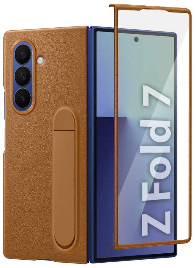 Leather Case Cover for Samsung Galaxy Z Fold 7, Kindsuit Case Slim and sleek with Secure Hand Grip - Brown - Image 1