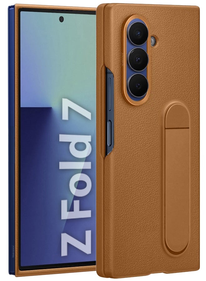 Leather Case Cover for Samsung Galaxy Z Fold 7, Kindsuit Case Slim and sleek with Secure Hand Grip - Brown - Image 5