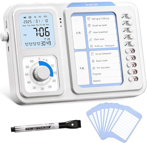Nixroork 3-in-1 Visual Timer & ADHD Tool for Kids|Adults, Task Timer with Chore Chart Board, Visual Schedule for Kids with Autism, Daily Checklist for Home, School, Classroom, Desk - Image 1