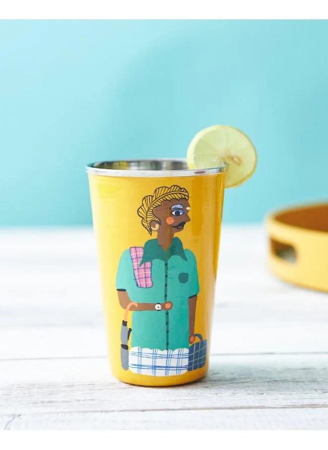 Chumbak Lungi Man Steel Tumbler - Large, 400ml