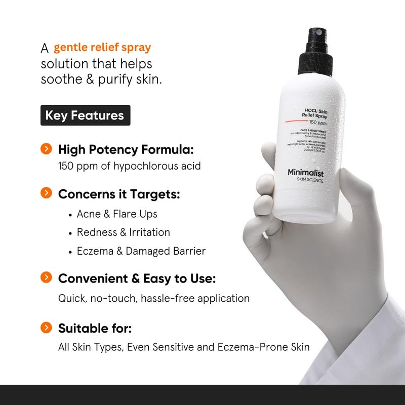 Minimalist Hypochlorous Acid Face & Body Spray for Acne, Eczema & Redness Relief | Soothes & Purifies Skin Post-Workout | Antimicrobial, Reduces Irritation | Gentle HOCl Formula for All | 7.44 fl oz - Image 2