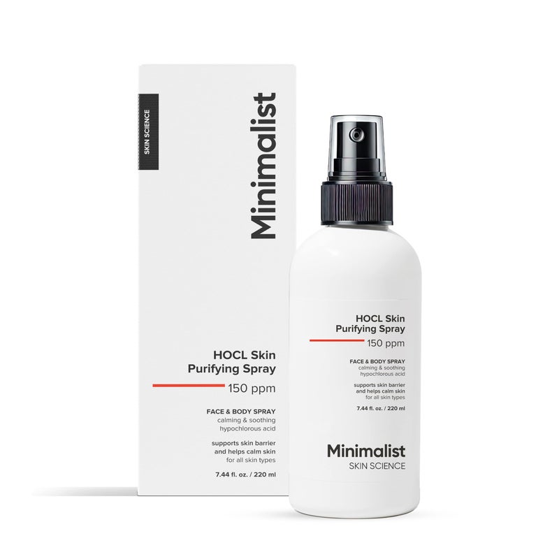 Minimalist Hypochlorous Acid Face & Body Spray for Acne, Eczema & Redness Relief | Soothes & Purifies Skin Post-Workout | Antimicrobial, Reduces Irritation | Gentle HOCl Formula for All | 7.44 fl oz - Image 1