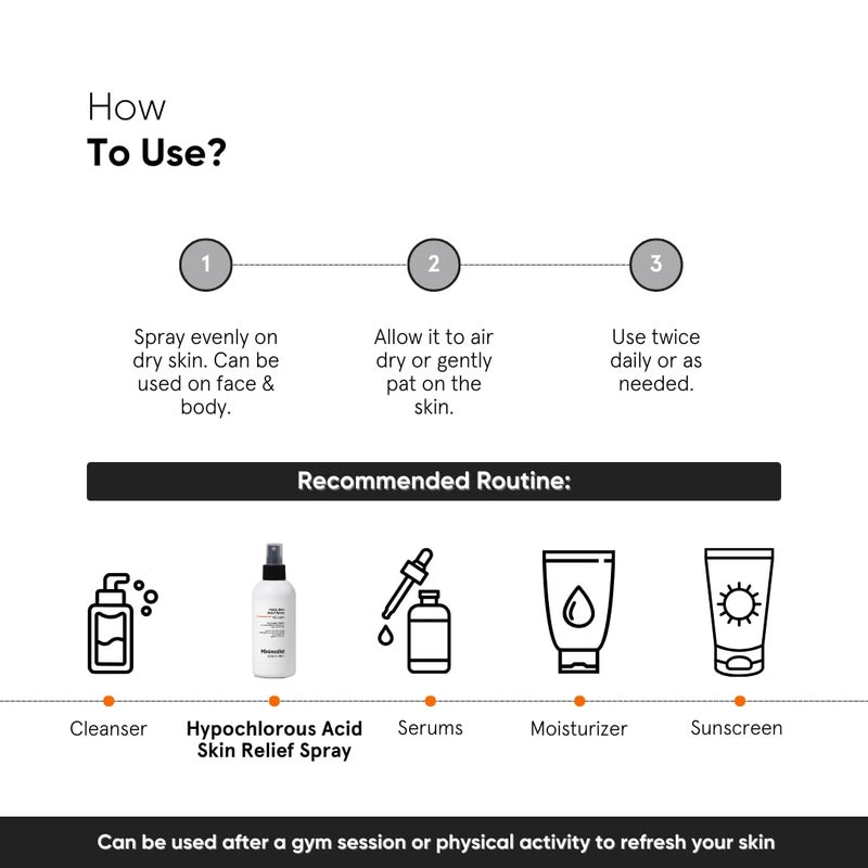 Minimalist Hypochlorous Acid Face & Body Spray for Acne, Eczema & Redness Relief | Soothes & Purifies Skin Post-Workout | Antimicrobial, Reduces Irritation | Gentle HOCl Formula for All | 7.44 fl oz - Image 4