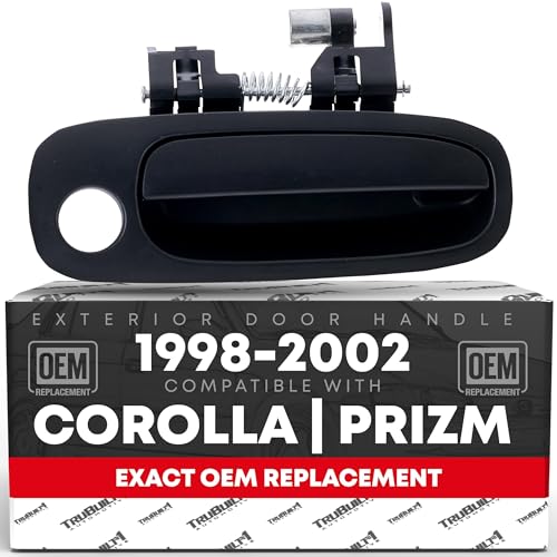 T1A Exterior Front Passenger Door Handle Replacement Compatible with 19982002 Toyota Corolla 19982002 Chevrolet Prizm Textured Black Plastic OEM 6921002030 6921002040 6921002050 94857480 - Image 1
