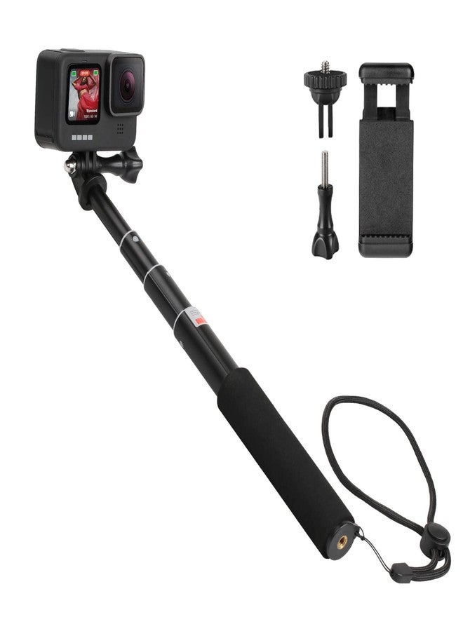 HSU Extendable Selfie Stick， Waterproof Hand Grip for GoPro Hero 13/12/11/10/9/8/7/6/5/4, Handheld Monopod Compatible with Cell Phones, AKASO Campark Insta360 X4 X3 and Other Action Cameras - Image 1