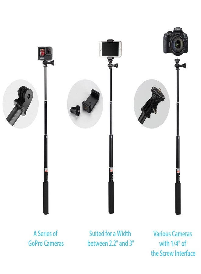 HSU Extendable Selfie Stick， Waterproof Hand Grip for GoPro Hero 13/12/11/10/9/8/7/6/5/4, Handheld Monopod Compatible with Cell Phones, AKASO Campark Insta360 X4 X3 and Other Action Cameras - Image 3