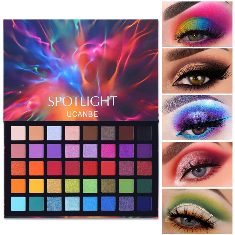 UCANBE Spotlight Eyeshadow Palette Professional 40 Color Eye Shadow Matte Shimmer Makeup Pallet Highly Pigmented Colorful Powder Long Lasting Waterproof Eye Shadow - Image 1