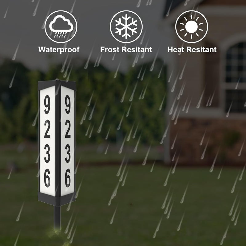 IVWVI 3 Side Solar Address Numbers, Lighted House Numbers for Outside, Waterproof Double Color, Led Illuminated Solar Address Sign with Stakes for Garden Street Home Yard - Image 5