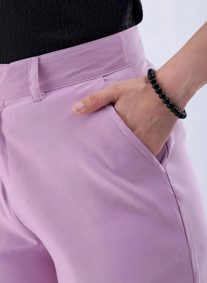 Freehand  Women Flared Solid Mid-Rise Trousers With Elasticated Waistband for Women | Best Price UAE