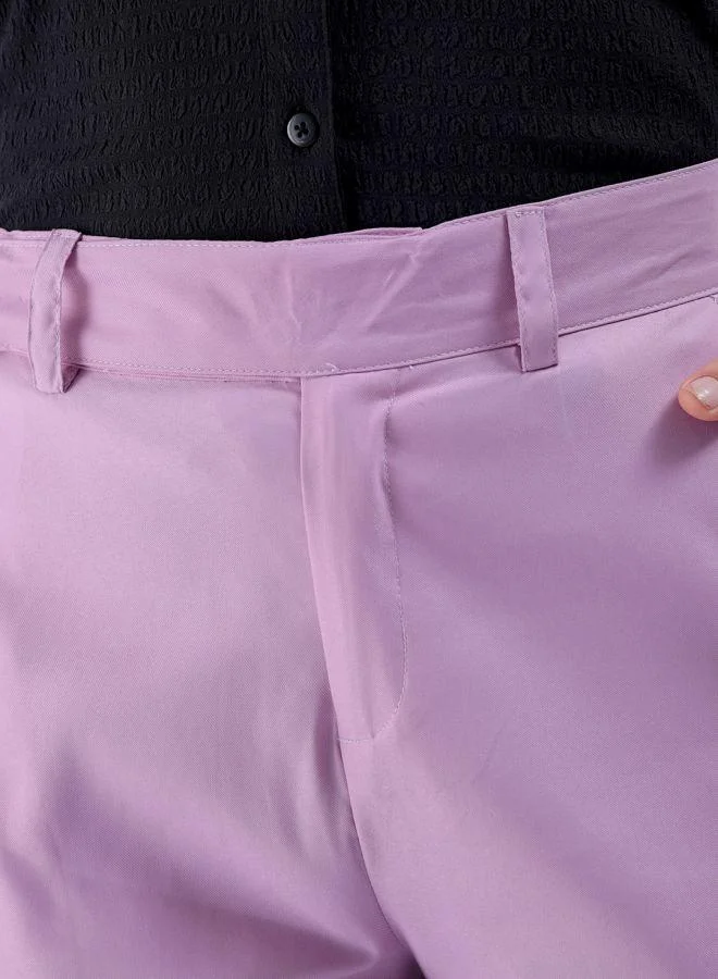 Freehand  Women Flared Solid Mid-Rise Trousers With Elasticated Waistband for Women | Best Price UAE