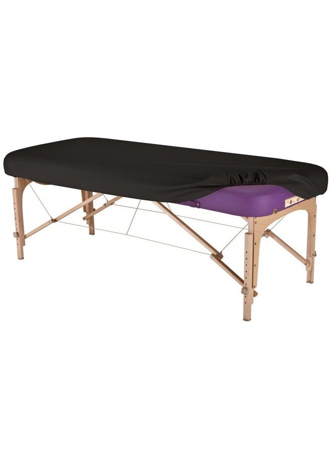 EARTHLITE Massage Table Protection Cover – 100% PU, Fitted Sheet, Fits Round & Square Corners (28-32"), Black - Image 1