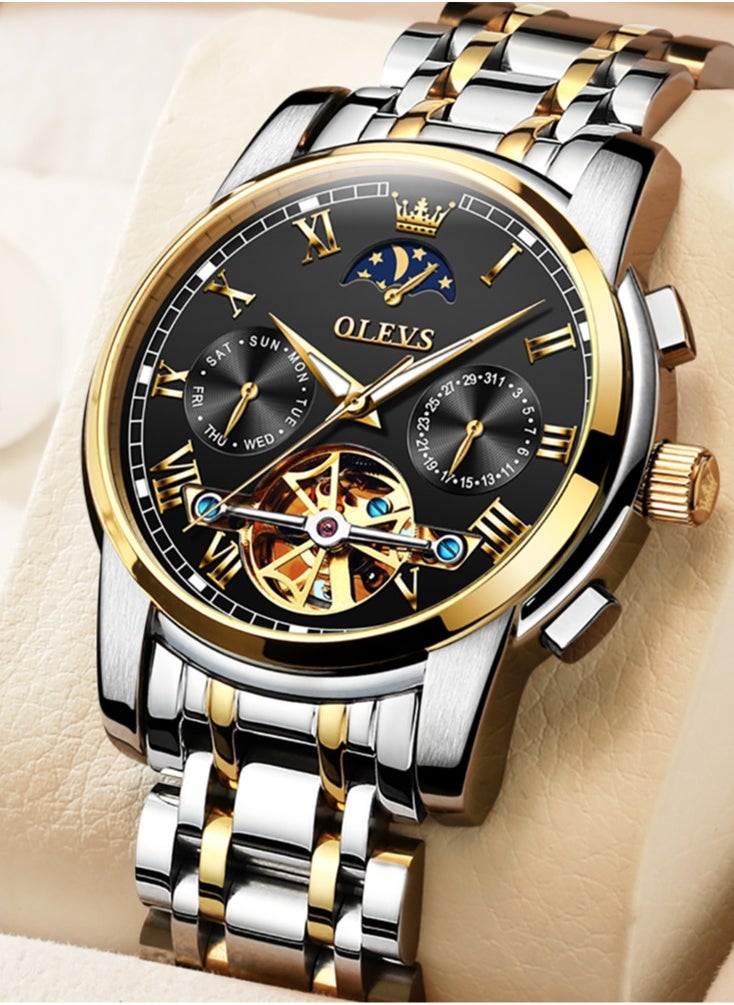 OLEVS OLEVS Watches Men Automatic,Self Winding Skeleton Watches for Men Tourbillon,Stainless Steel  - Image 1