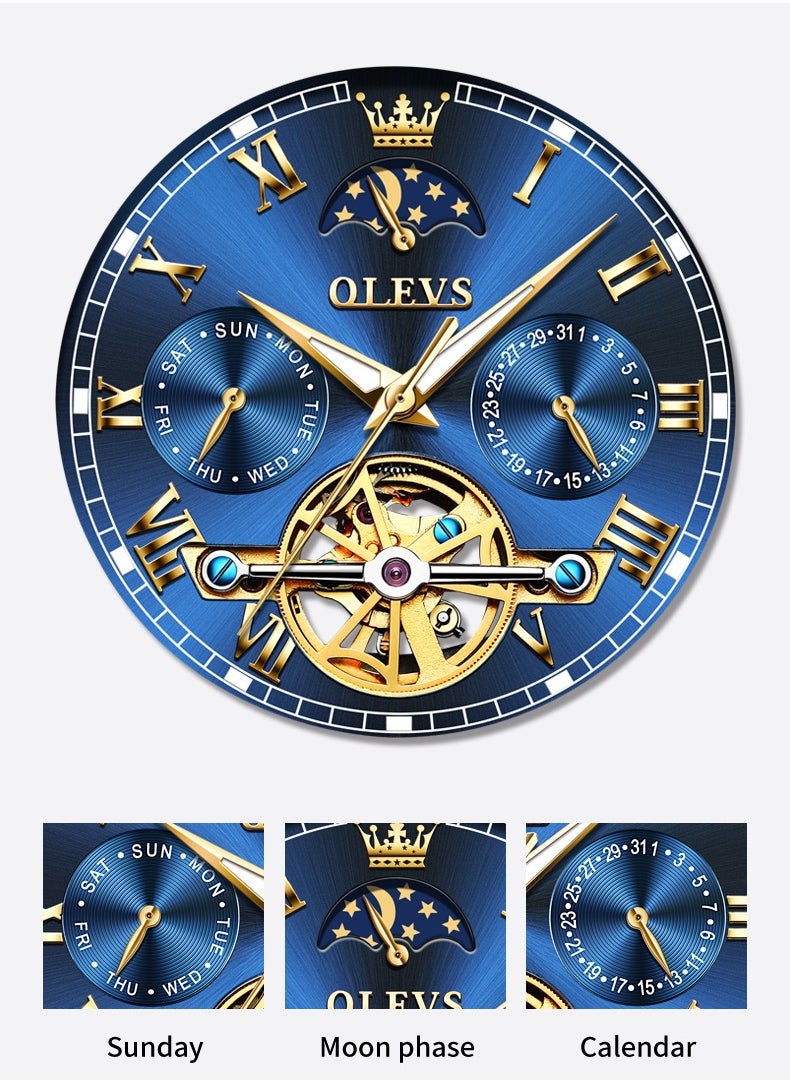 OLEVS OLEVS Watches Men Automatic,Self Winding Skeleton Watches for Men Tourbillon,Stainless Steel  - Image 3