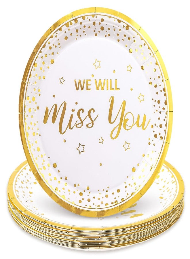JarThenaAMCS أطباق ورقية ذهبية لوداعك من JarThenaAMCS، أطباق عشاء قابلة للتصرف 7 إنش لأطباق الحلوى لمناسبة وداع، 24 قطعة - Image 1