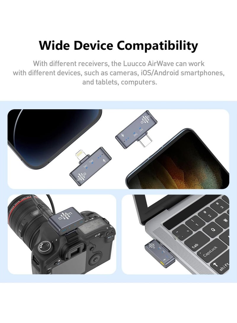 Luucco AirWave K2 Combo Lavalier Button Wireless Microphone Magnetic Design for iPhone Android Camera Live Streaming Youtube Recording Vlog - Image 3