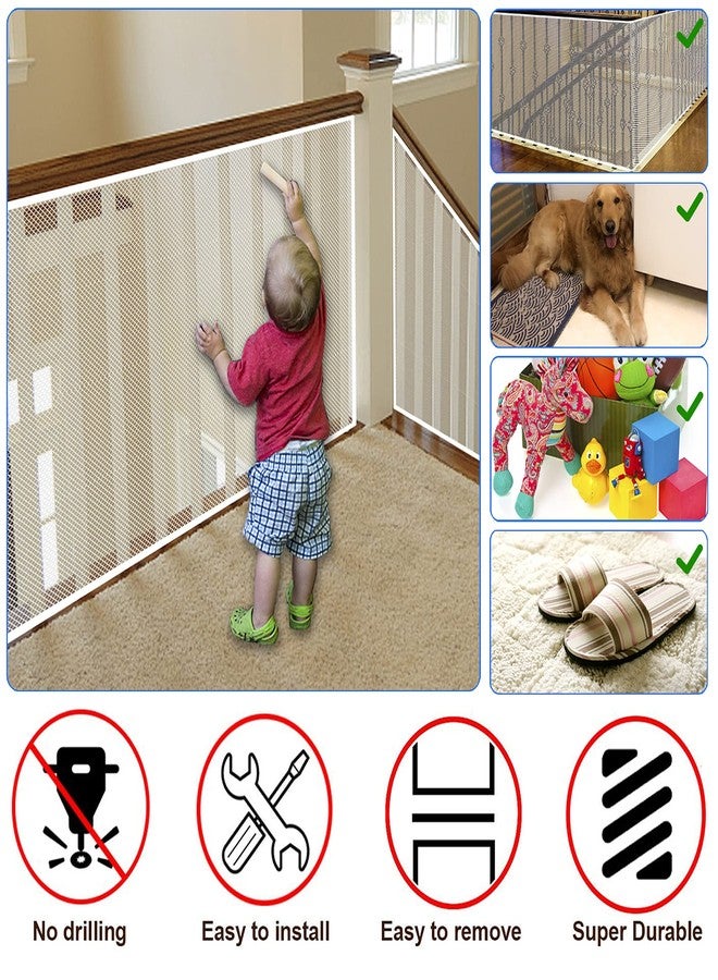 JIFTOK Baby Gate for Stairs, Banister Guard for Kids, Pets, Toys, 32.8ft L x 2.66 ft H, Mesh Netting Safety Net for Balcony Rail Stair, Stairway Net Baby Safety Products for Indoor & Outdoor (White) - Image 3