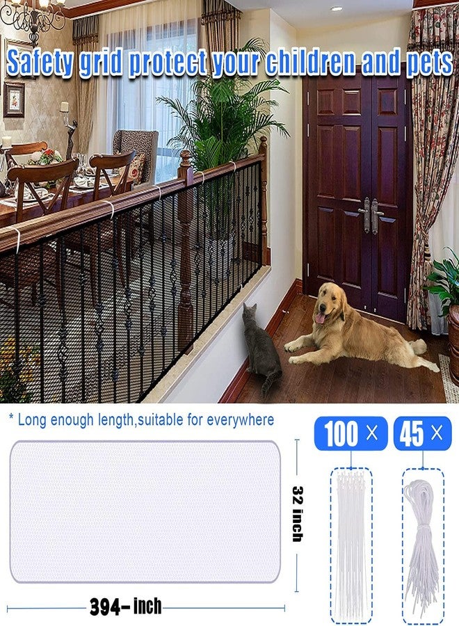 JIFTOK Baby Gate for Stairs, Banister Guard for Kids, Pets, Toys, 32.8ft L x 2.66 ft H, Mesh Netting Safety Net for Balcony Rail Stair, Stairway Net Baby Safety Products for Indoor & Outdoor (White) - Image 2