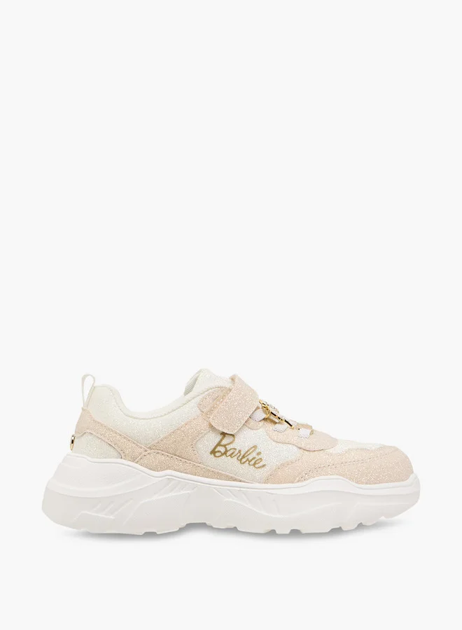 Barbie Girls Panelled Sneakers with Hook and Loop Closure