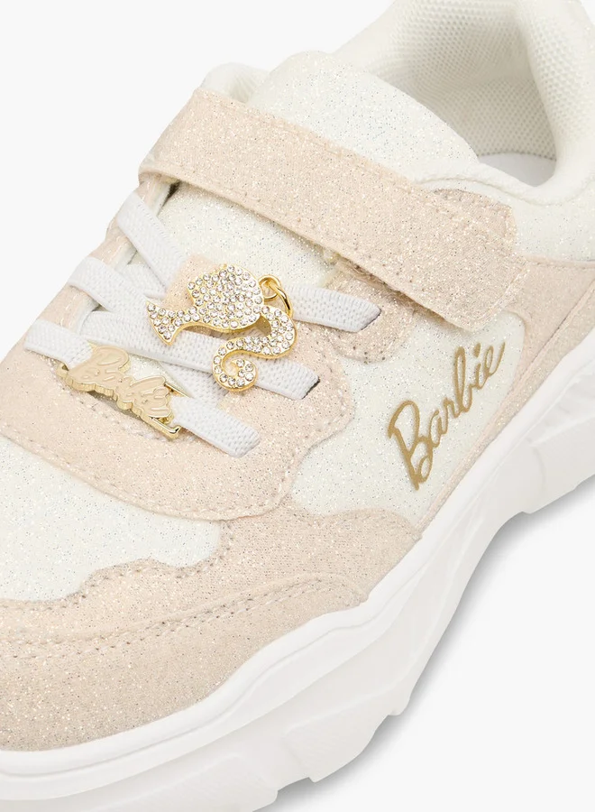 Barbie Girls Panelled Sneakers with Hook and Loop Closure