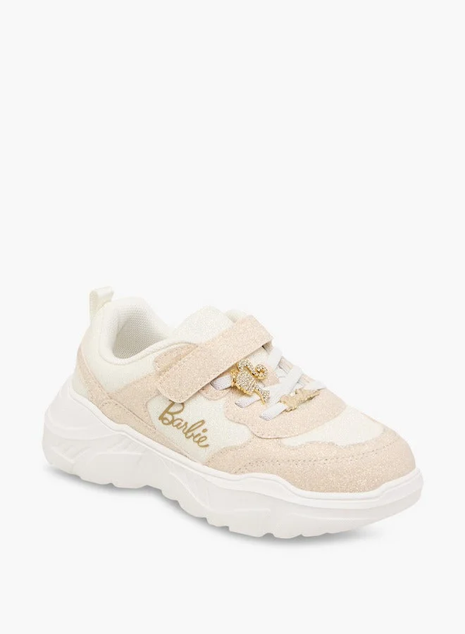 Barbie Girls Panelled Sneakers with Hook and Loop Closure