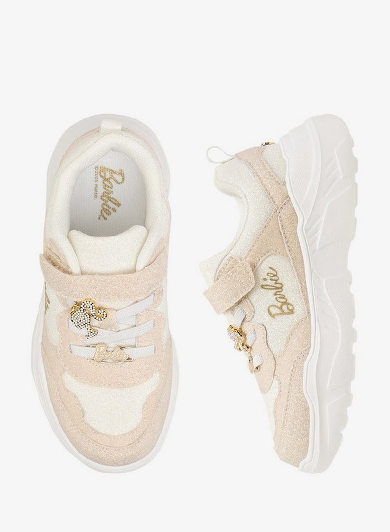 Barbie Girls Panelled Sneakers with Hook and Loop Closure - Image 3