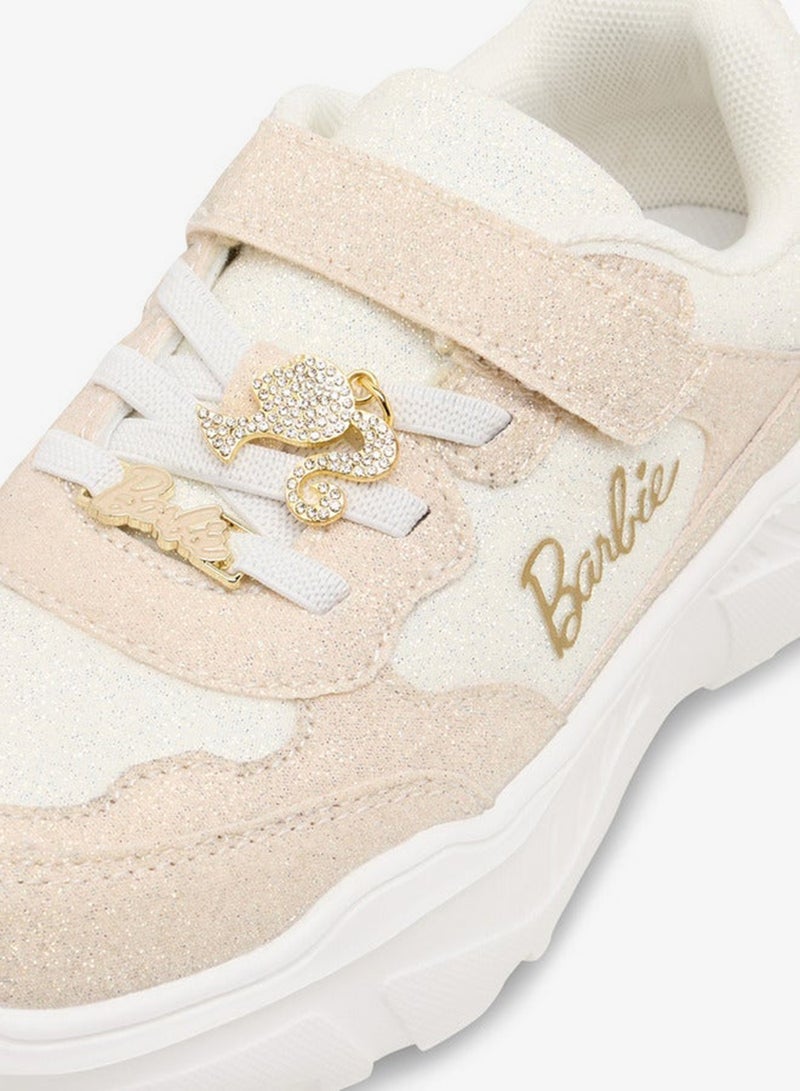 Barbie Girls Panelled Sneakers with Hook and Loop Closure - Image 4