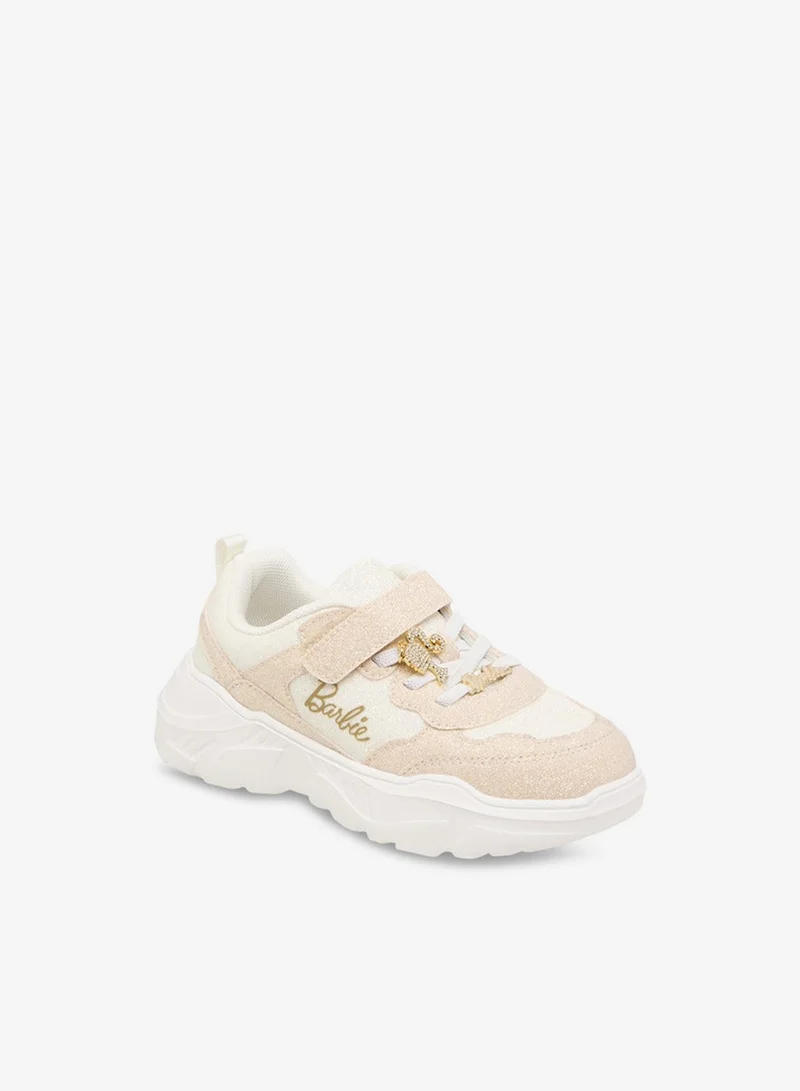 Barbie Girls Panelled Sneakers with Hook and Loop Closure