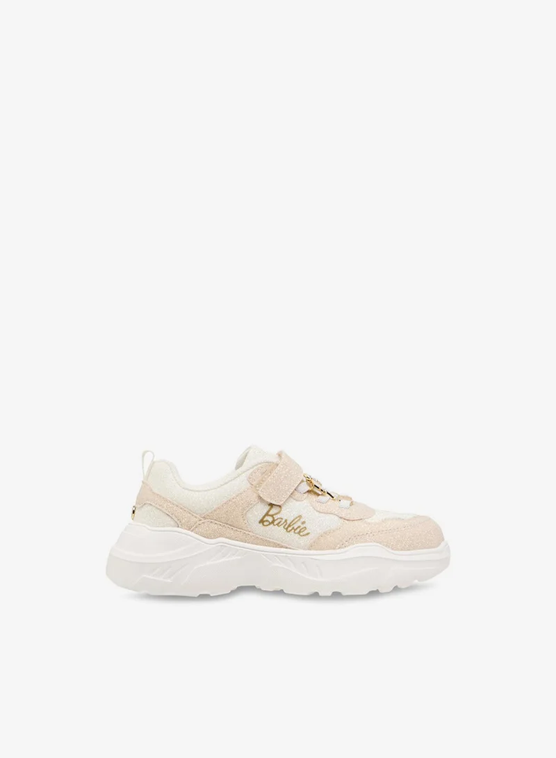 Barbie Girls Panelled Sneakers with Hook and Loop Closure