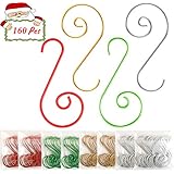 Jyukan Jyukan Christmas Ornament Hooks 160 Pcs Christmas Tree Ornament Hangers Hooks for Christmas Tree Decorations,Mix Colors  - Image 1