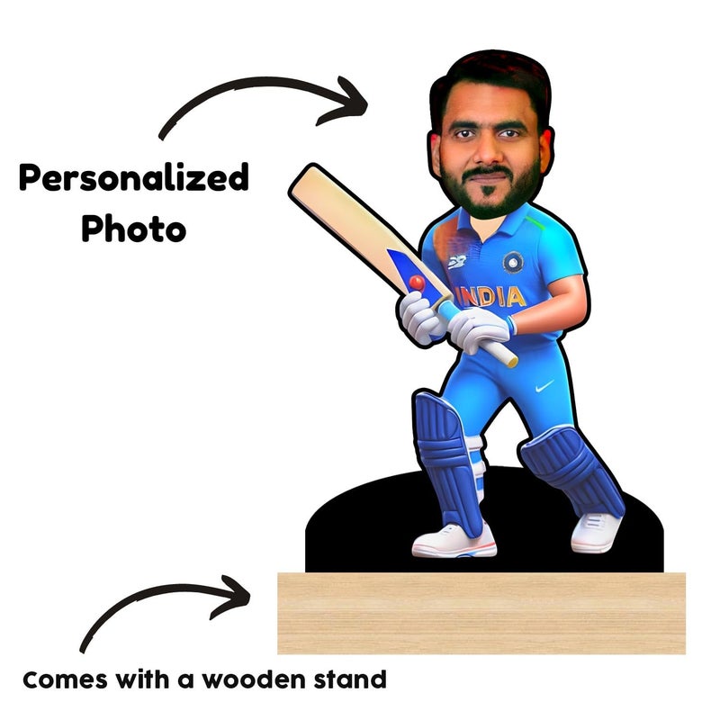 Incredible Gifts India Incredible Gifts Personalized Caricature For Cricketer Gift For Friends Brother Bff Boyfriend Father Customized Gift For Friends Family Cricket Batsman - Image 2