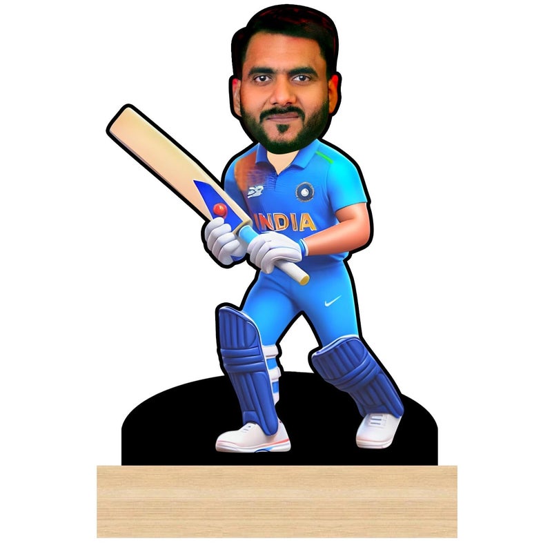 Incredible Gifts India Incredible Gifts Personalized Caricature For Cricketer Gift For Friends Brother Bff Boyfriend Father Customized Gift For Friends Family Cricket Batsman - Image 1