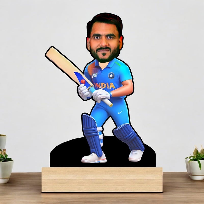 Incredible Gifts India Incredible Gifts Personalized Caricature For Cricketer Gift For Friends Brother Bff Boyfriend Father Customized Gift For Friends Family Cricket Batsman - Image 3