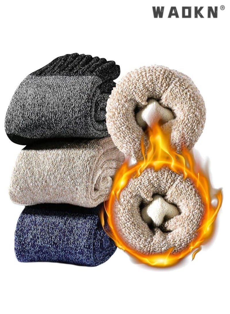 WAOKN Fashion Warm Women's Wool Socks, Soft Warm Comfortable Casual Mid-Tube Winter Socks, Thick Warm Winter Vintage Knitted Women's Thermal Socks (3 Pairs) - Multicolor A  - Image 1