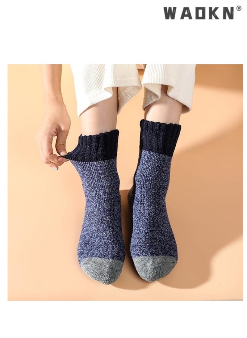 WAOKN Fashion Warm Women's Wool Socks, Soft Warm Comfortable Casual Mid-Tube Winter Socks, Thick Warm Winter Vintage Knitted Women's Thermal Socks (3 Pairs) - Multicolor A  - Image 5