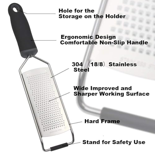 PERMAFROST Stainless Steel Hand Grater – Multi-Purpose Cheese & Vegetable Grater, Fine Grater & Citrus Zester, Kitchen Tools for Ginger, Garlic, Chocolate, Lemon Zest - Image 3
