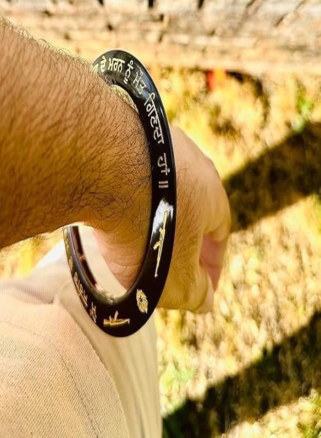 TEYRAH Punjabi Gurmukhi Engraved Sarb Loh Sikh Kada Double Sided Engraved Punjabi Kada Sikh Bracelet Limited Edition (Inner Diamater 7.00 Cm) - Image 4