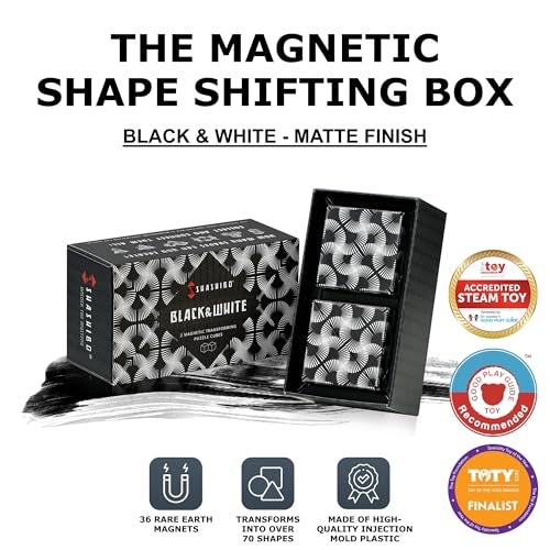Shashibo Shape Shifting Box AwardWinning Patented Fidget Cube w 36 Rare Earth Magnets Transforms Into Over 70 Shapes Gift Box Download Fun in Motion Toys Mobile App Black White 2 Pack - Image 5