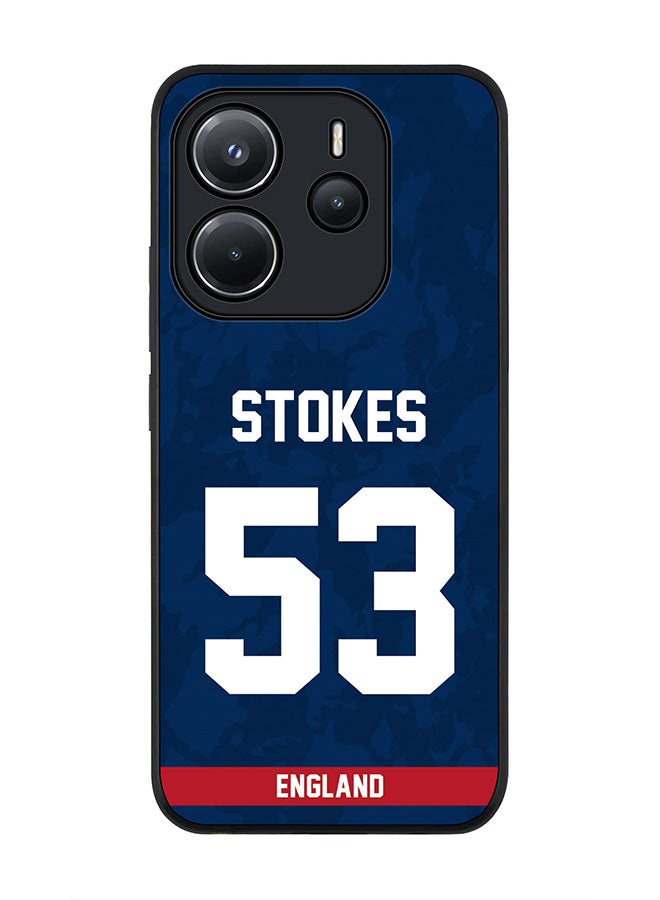 Stylizedd غطاء لجهاز Xiaomi Redmi Note 14 4G 4G، حماية كاميرا رفيعة، غطاء هاتف مقاوم للصدمات رقيق - إنجلترا بن ستوك، رقم القميص 55 - Image 1