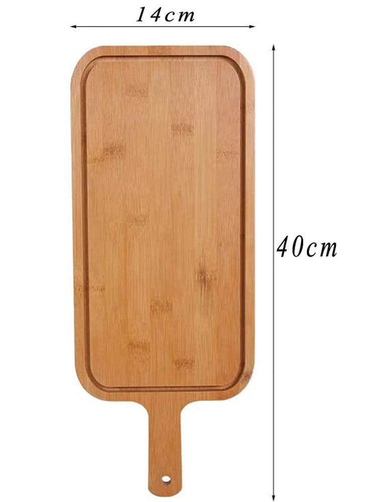 LINGWEI Bamboo Cheese Board Pizza Tray with Handle Beige 40x14cm  - Image 5