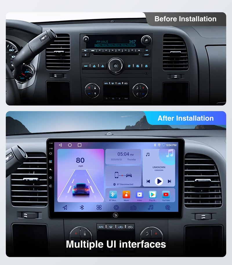 AINAVI Touchscreen Car Stereo Radio Upgrade for Chevy Silverado 2007-2013 GMC Sierra Yukon Buick Enclave Replacement Head Unit Installation Kit Built in CarPlay Android Auto(10" 2G+64G) - Image 2