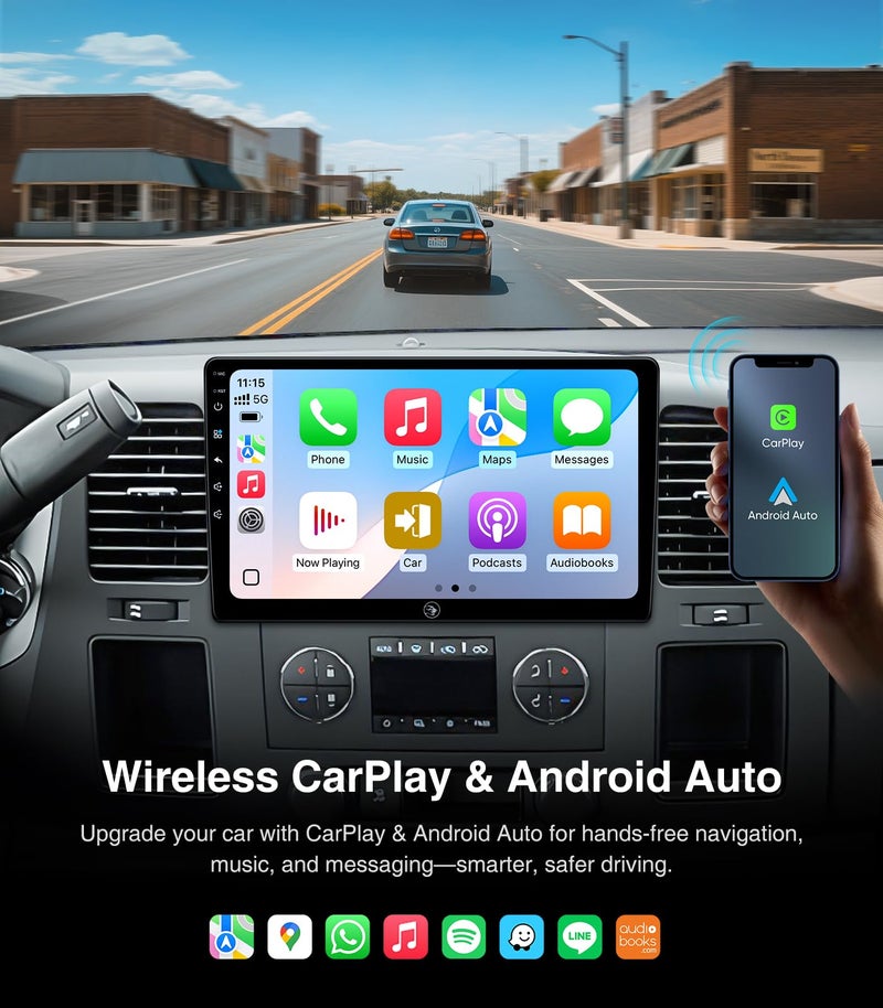 AINAVI Touchscreen Car Stereo Radio Upgrade for Chevy Silverado 2007-2013 GMC Sierra Yukon Buick Enclave Replacement Head Unit Installation Kit Built in CarPlay Android Auto(10" 2G+64G) - Image 5