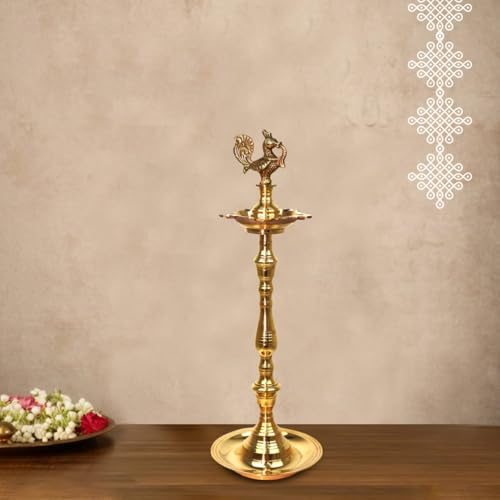 Puyangam Brass ANNAM KUTHU VILAKKU, Brass Lamps/Mahabarath Diya/DEEPAM for Pooja/Best Lamps/Diya/KUTHU VILAKKU for Gifts/Decorations (10 Inch) - Image 2