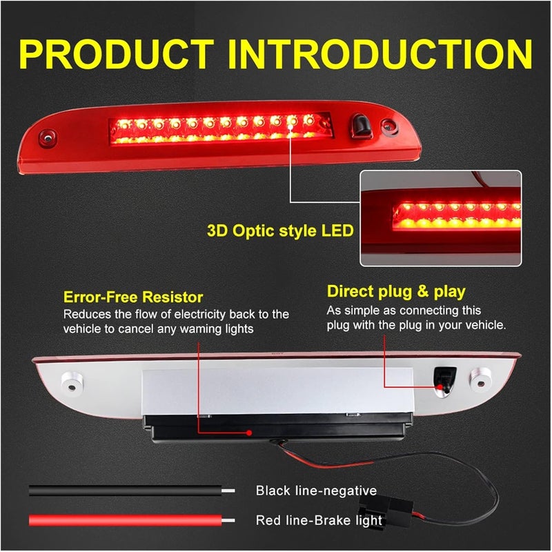 QASULER High Mount LED Third Brake Light for Ford - Image 4