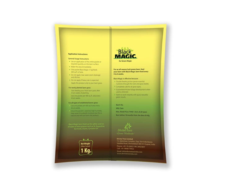 DIVINE TREE Black Magic Lawn Fertilizer for Lush Green Grass - Organic Fertilizer for Healthier, Greener Lawn Grass - Perfect Fast Acting Nutrition for Your Lawn Grass (1kg) - Image 2
