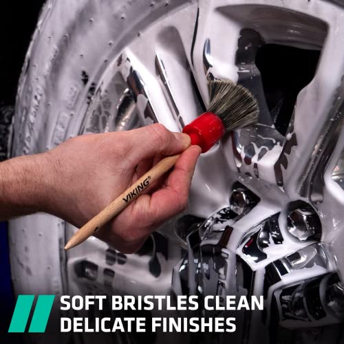 VIKING Car Detailing Brush Set for Car Cleaning Kit, Super-Soft Bristles for Exterior Detail, Includes Small 0.9 Inch, Medium 1 Inch, and Large 1.5 Inch Diameter Brush Heads, 3 Pack, Red - Image 2