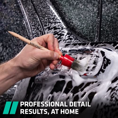 VIKING Car Detailing Brush Set for Car Cleaning Kit, Super-Soft Bristles for Exterior Detail, Includes Small 0.9 Inch, Medium 1 Inch, and Large 1.5 Inch Diameter Brush Heads, 3 Pack, Red - Image 5